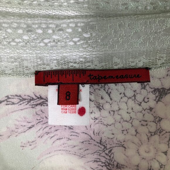 Womens Tapemeasure V Neck Silk Lace Floral Blouse Sheer Gray Green Purple 8 NWT - Picture 6 of 9